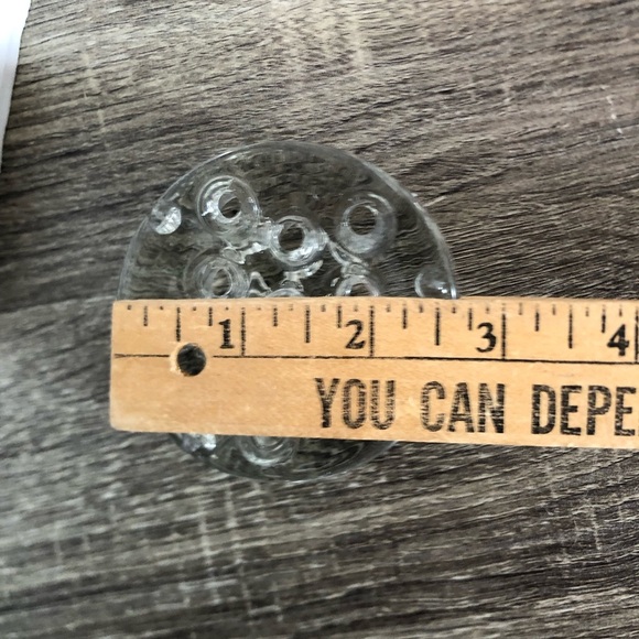 Vtg 3” Clear Glass 11 Hole Footed Floral Frog - Picture 7 of 9